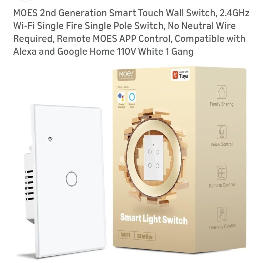 Moe's 2nd Generation Smart Touch Wall Switch New Open Box